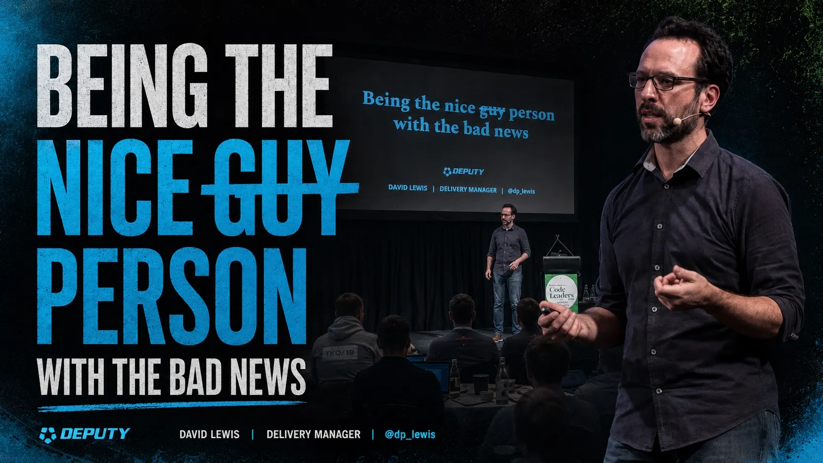 David Lewis presenting at Code Leaders 2019